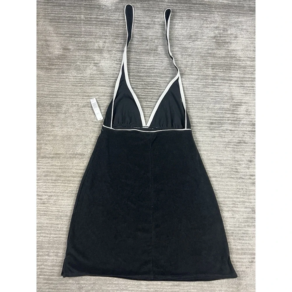 Kim Rogers Beach Swim Coverup Womens Medium‎ Black Halter Tied Neck NWT